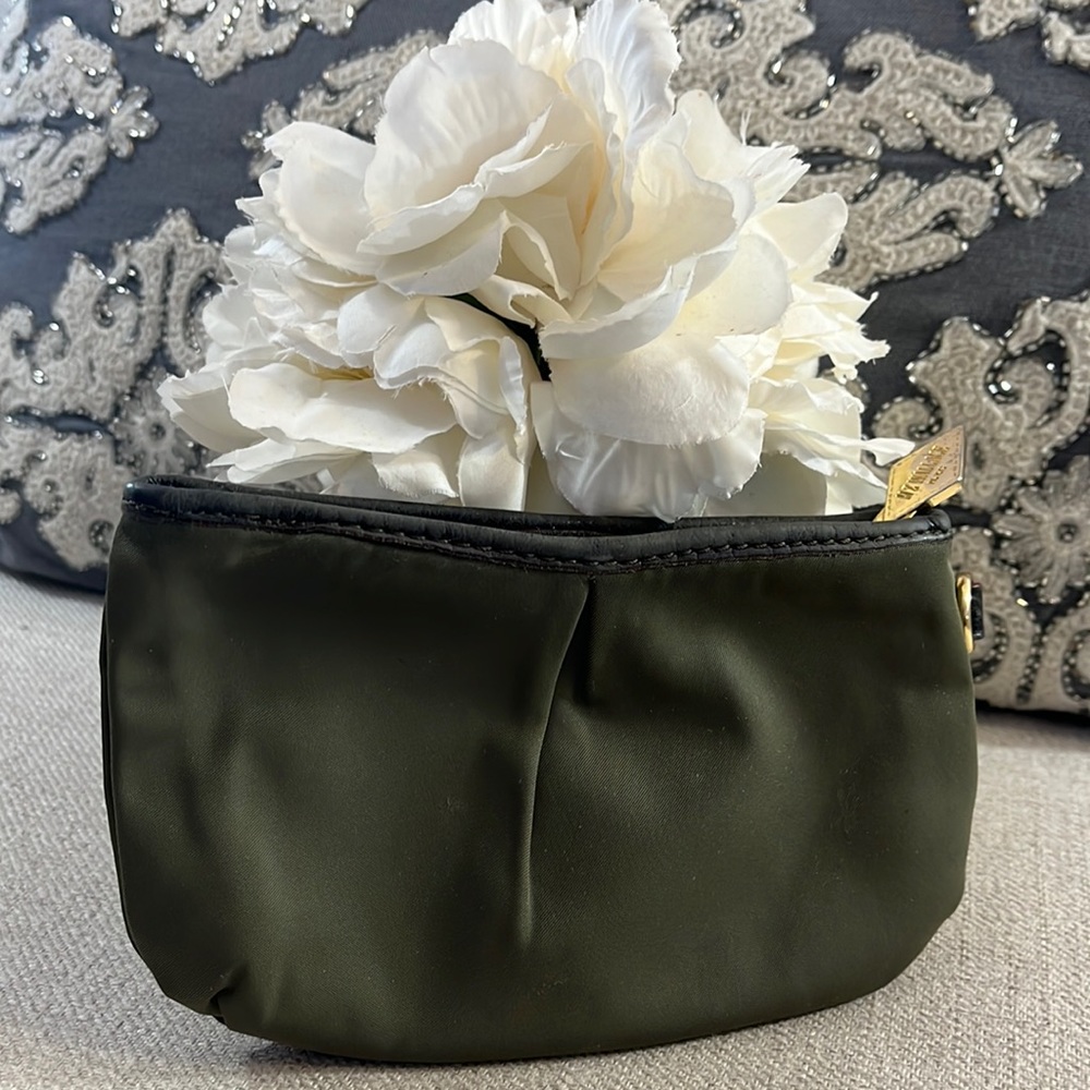 MZ Wallace Green Nylon Small Pouch Clutch Wristlet